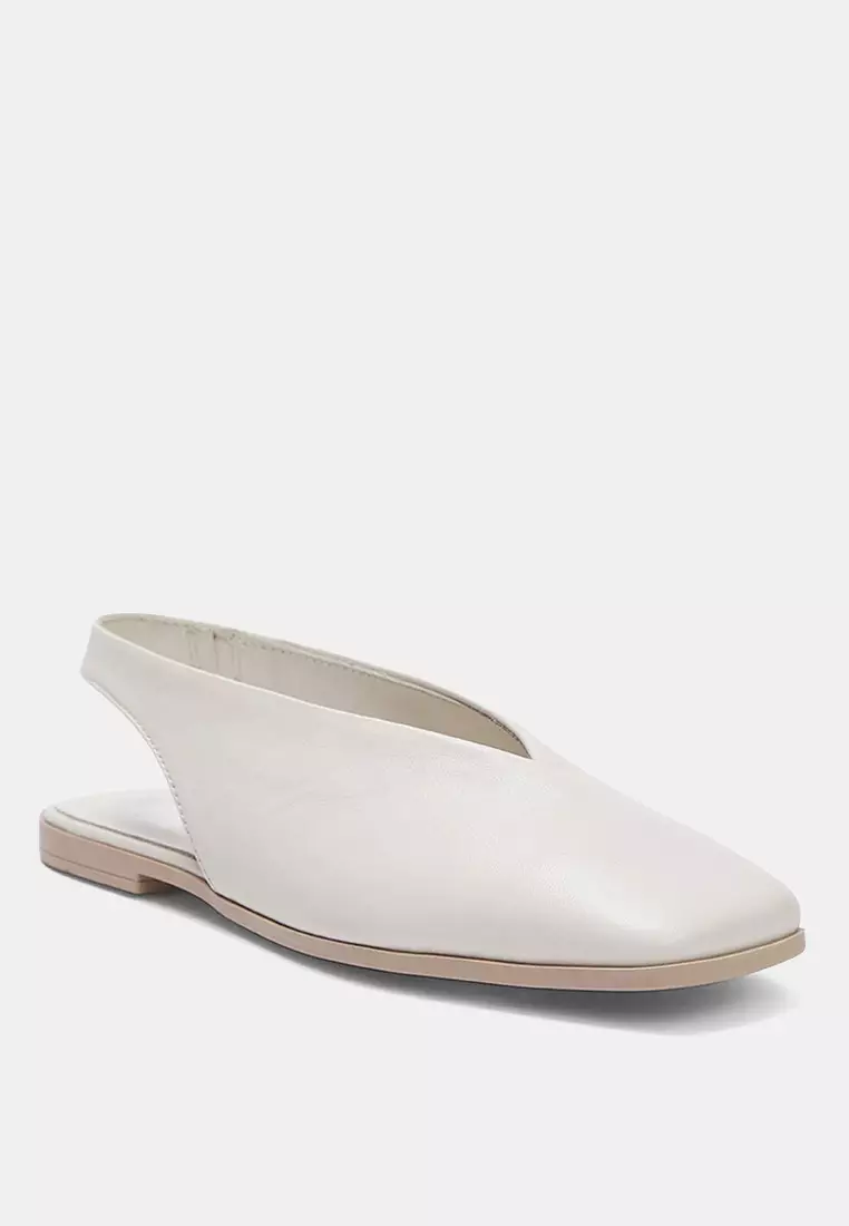 Leather Square Toe Ballerina Flats