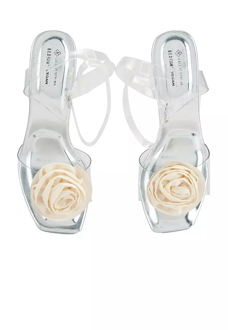 【Call It Spring】ロング丈☆グラディエーター☆サンダル Call It Spring Chynna Silver Rhinestone Straps Silver Wedge