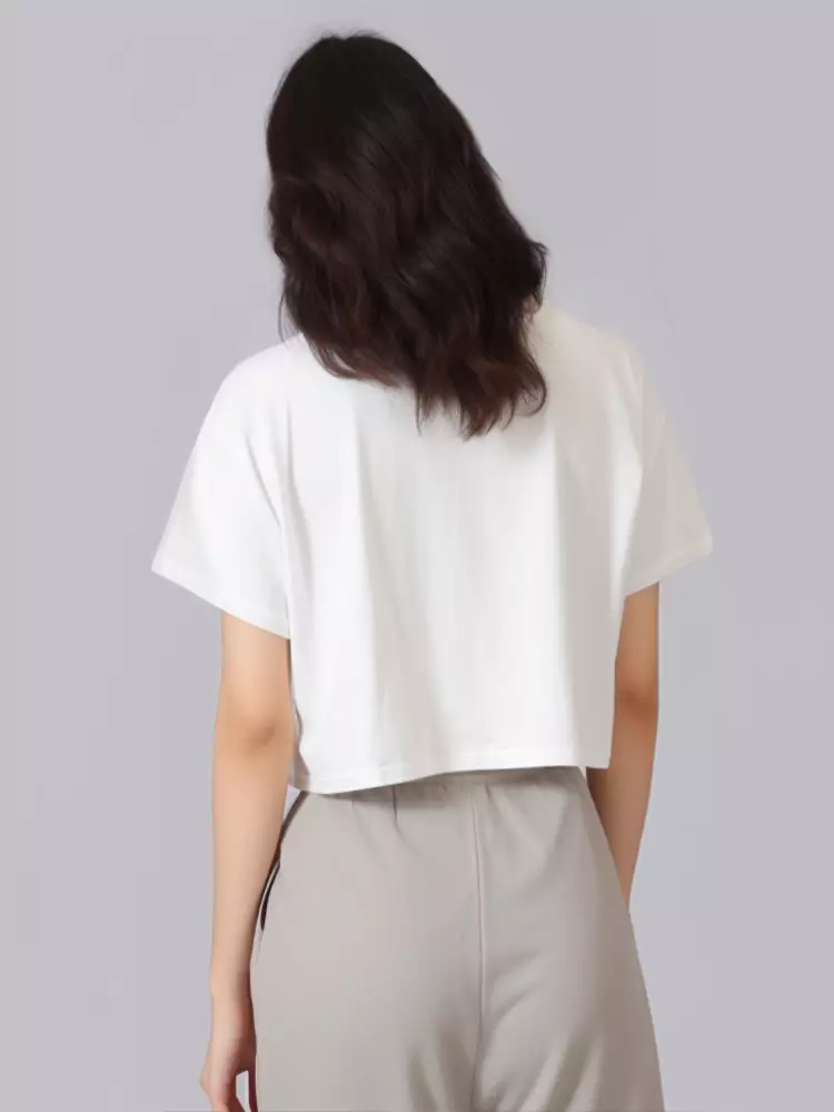 LTF18 kaos oversize crop top wanita OLC never give up putih