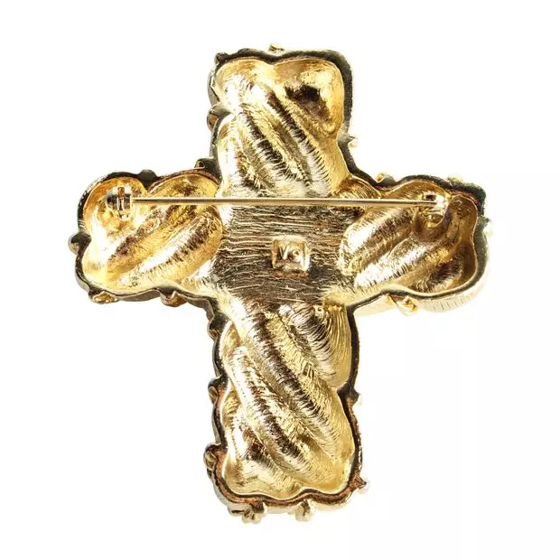 Gold discount cross brooch