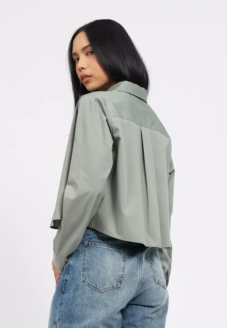 Long Sleeve Crop Flare Shirt