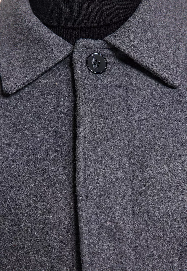 Anthracite Unisex Regular Fit Wool Blend Winter Coat