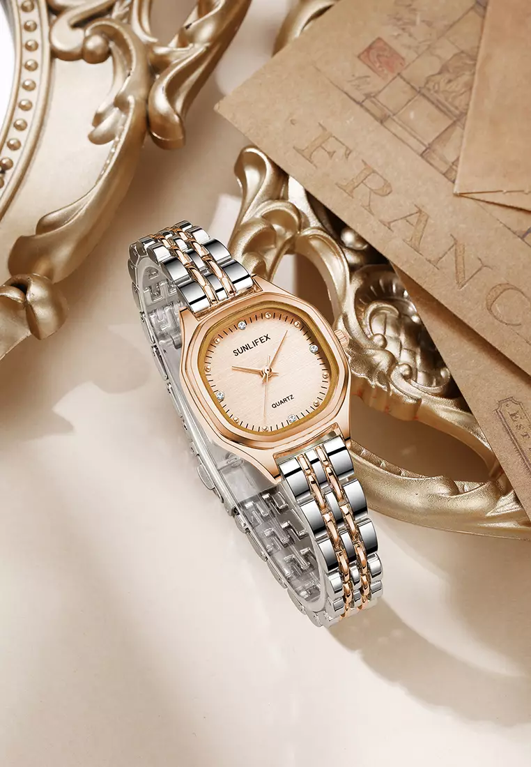 Jam Tangan Wanita 6015 Kecil Elegan Simpel Analog Korea Jam Tangan Cewek Original silverrose