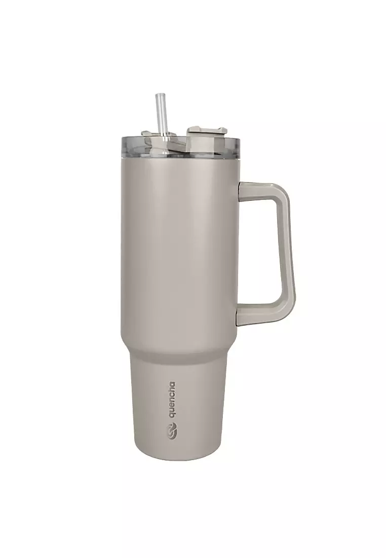 37oz Stainless Steel Straw Lid Insulated Mug Tumbler 1100ml Double Wall 24Hr Cold BPA-Free - Sand
