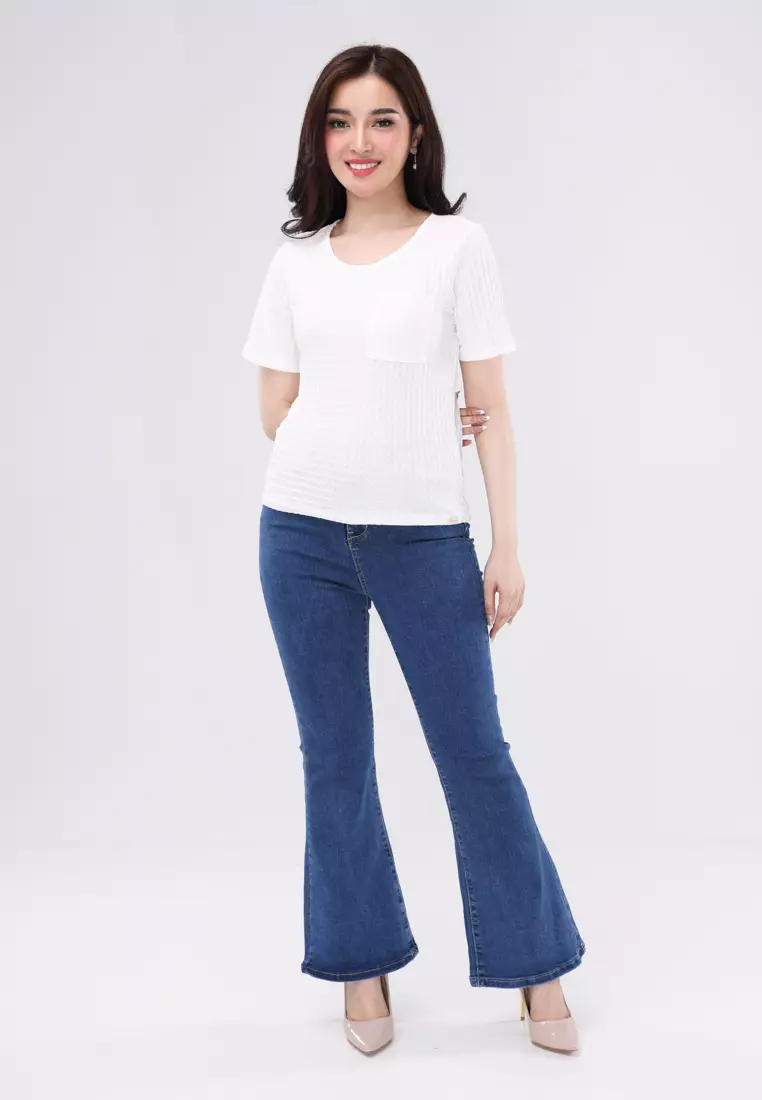 Short Slvs. Round Neck Basic Top