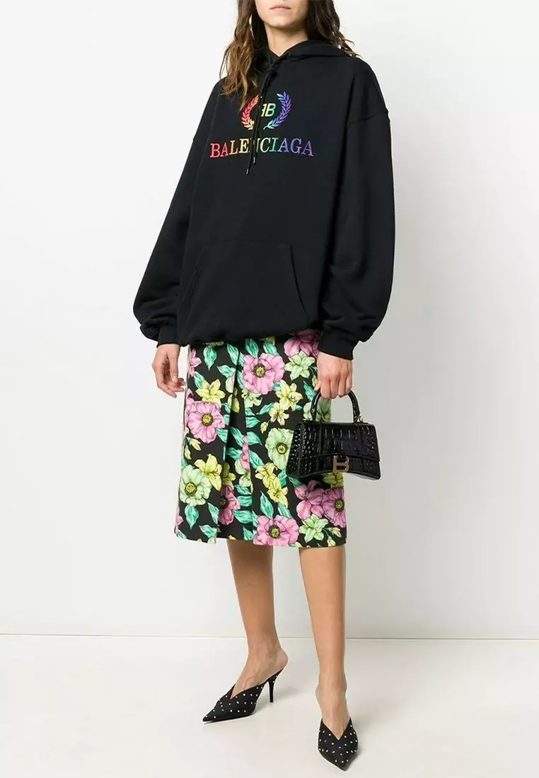 Hourglass Xs Crocodile Embossed Crossbody Bag in Black