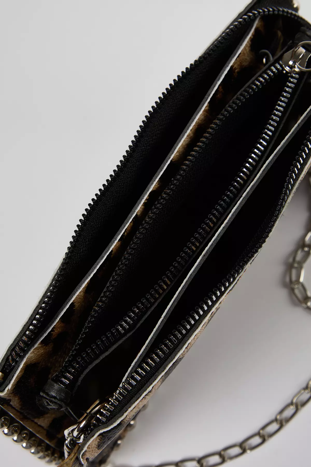 Brown Leopard Printed Studded Women's Wallet Bag - Cross Strap Twoaw25Oc00005