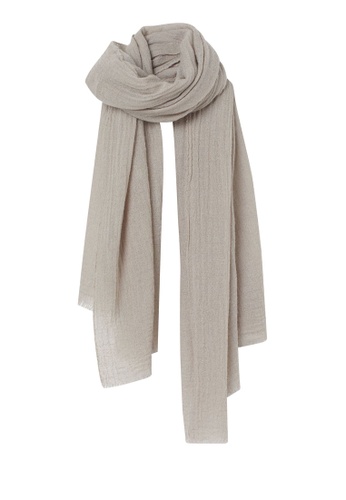 H&M grey and beige Wool-Blend Scarf 4E4D7AC049D8E5GS_1