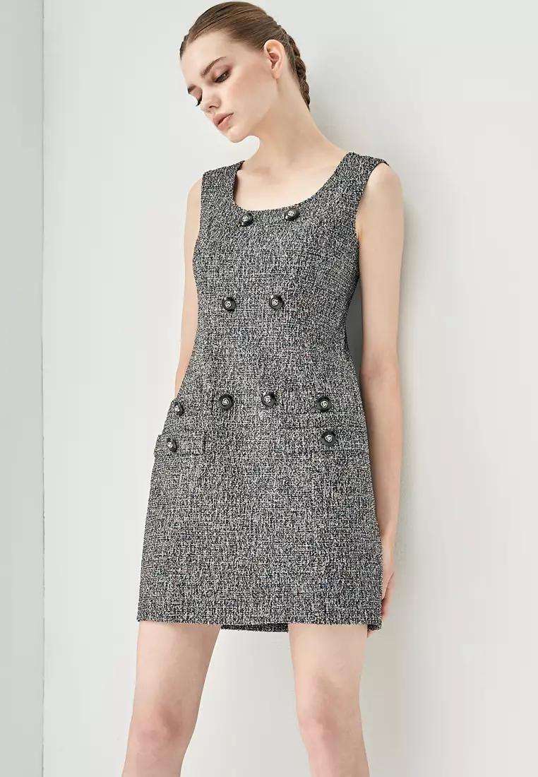 iROO Sleeveless Tweed Short Dress 2024, Buy iROO Online