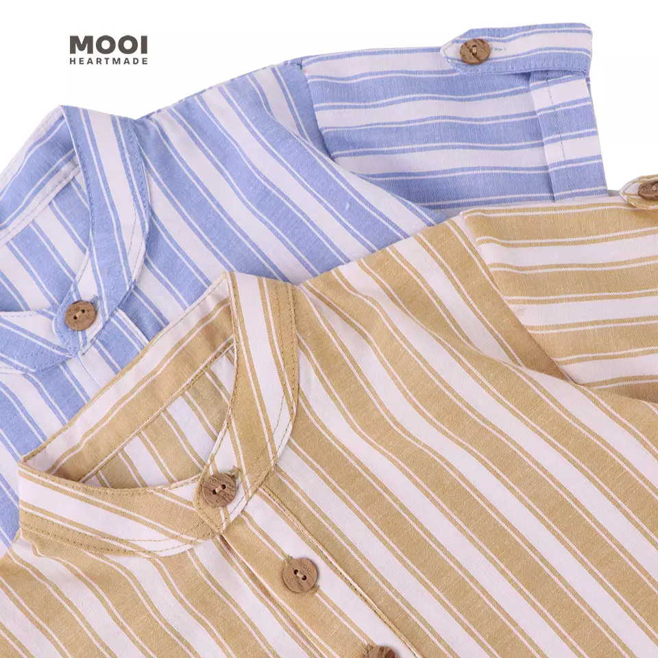 Mooi Kemeja Anak Laki-laki Kemeja Katun Motif Enzo Striped Shirt - Yellow Gold
