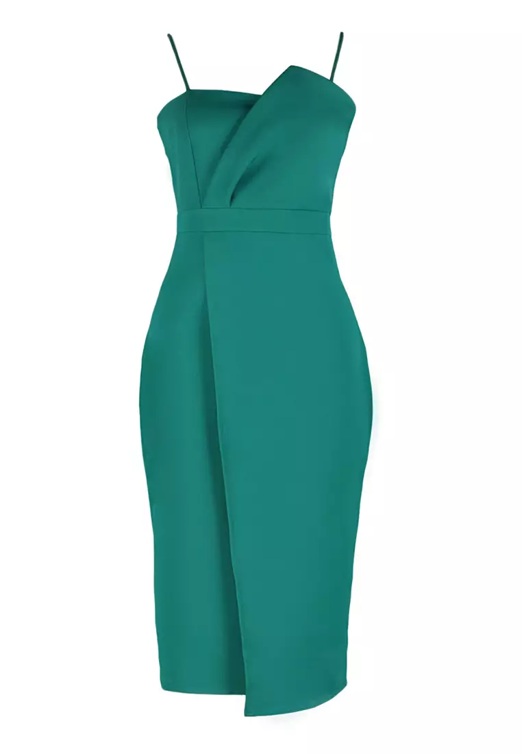 Plus Size Fitted Asymmetrical Midi Dress