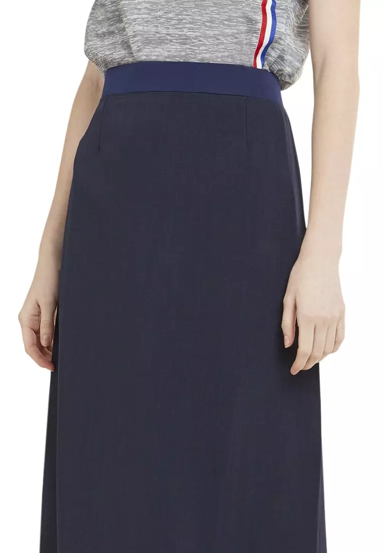Plain Maxi Skirt Rok Polos Span Panjang Bawahan Wanita Premium Quality - Navy