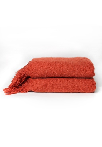 Terracotta Red 90% Cotton Soft Knitted Tassel Throw 130cm x 170cm