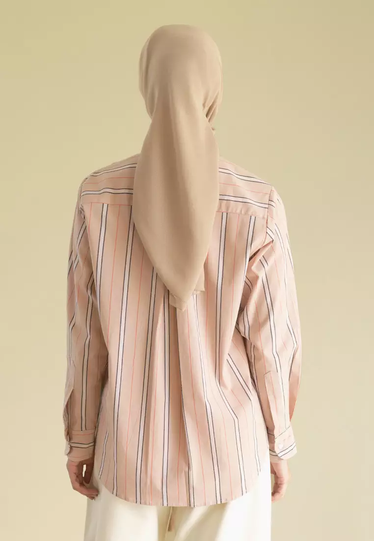 Jenna and Kaia - Athaya Top Peach - Kemeja Wanita Lengan Panjang