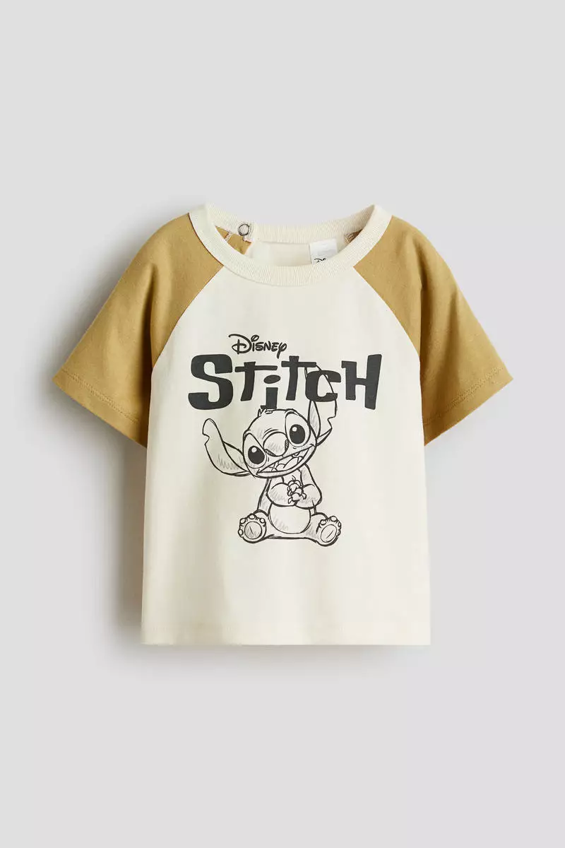 Print-motif cotton T-shirt