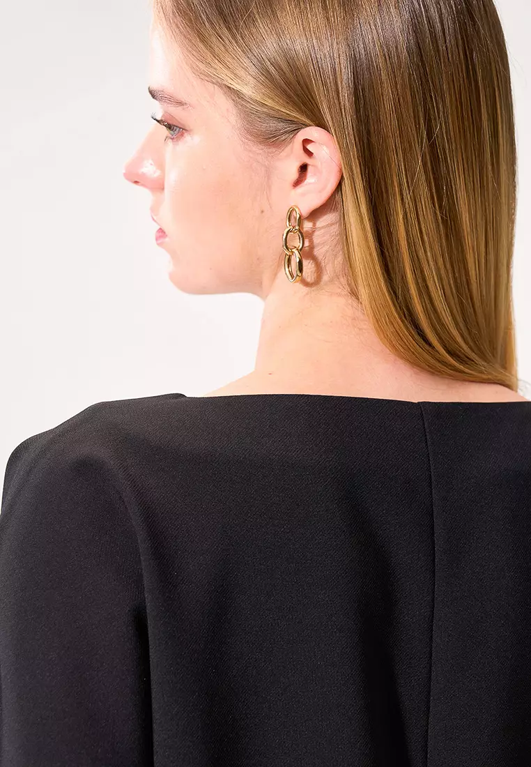 Black Asymmetrical Shoulder-to-Shoulder Top