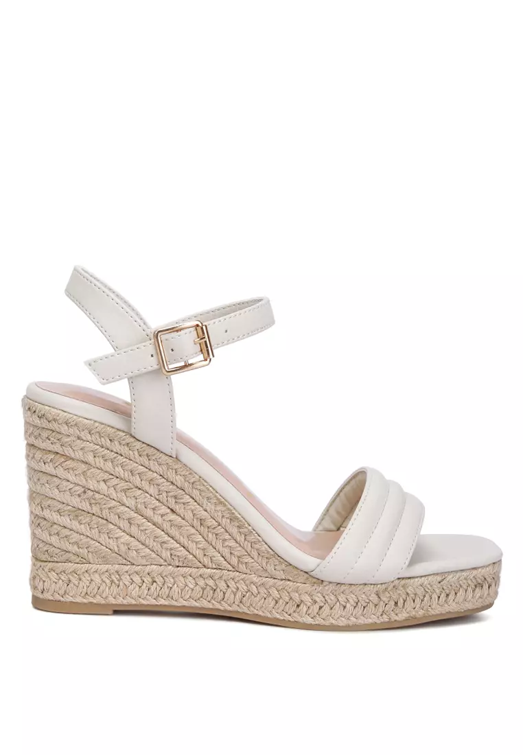 White closed toe wedge sandals hot sale
