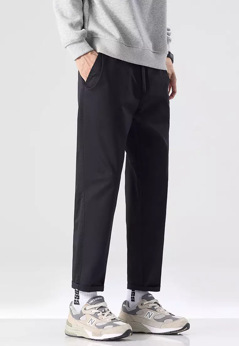 型男修身斜布褲