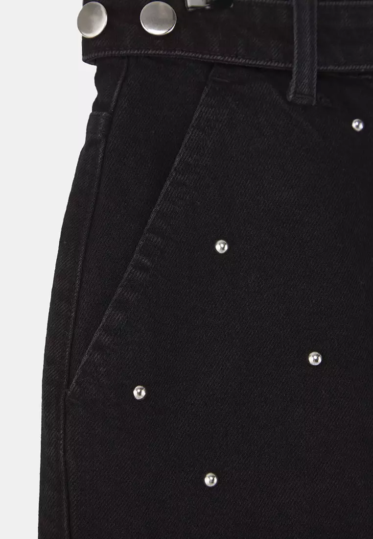 Crystals Mini Denim Skirt