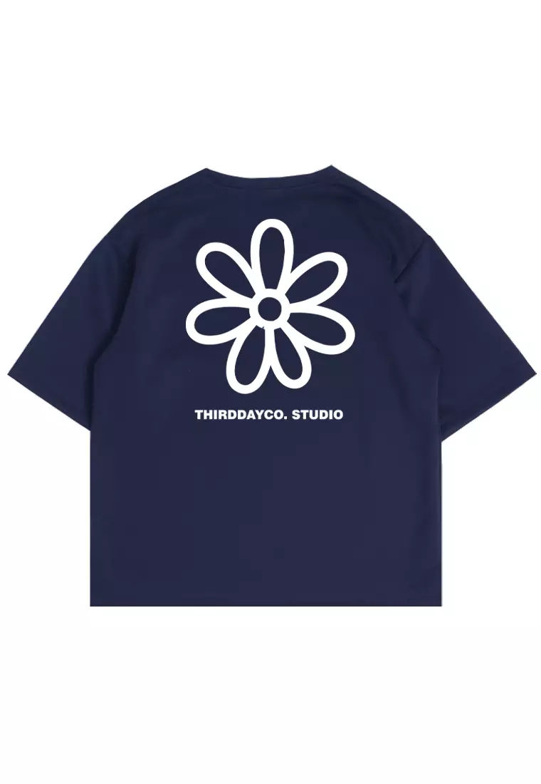 MTX34 Kaos Oversize Bahan Spandex Scubalux "simplest daisy" navy