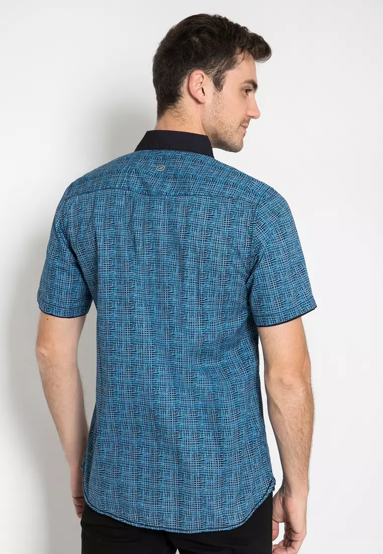LGS - Kemeja Casual Pria - Lengan Pendek - Biru - JSH.392.S916F.718.C