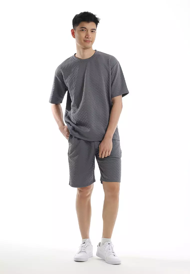 Forest Baju T Shirt Lelaki | Forest Jacquard Oversized T Shirt Men - c