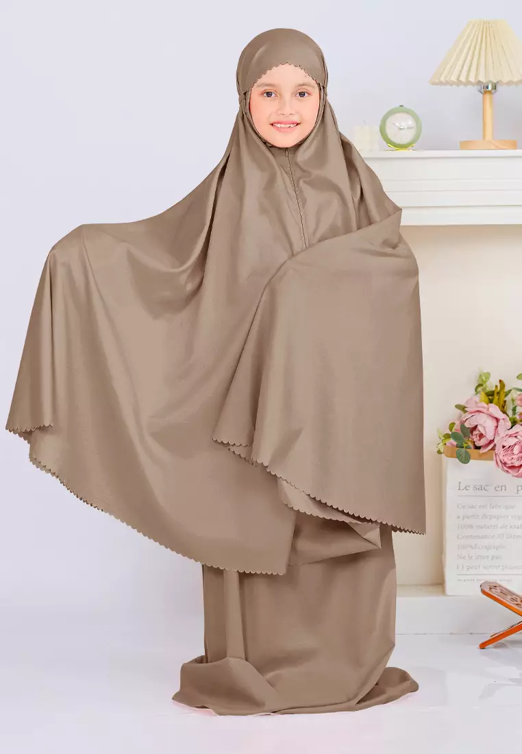 Zelena - Mukena Basic Sabira Lasercut 2in1 Prayer Set - Anak