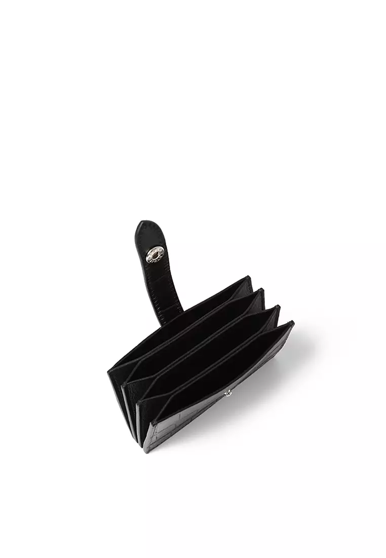 Multiple Card Holder - Croc-Embossed Black