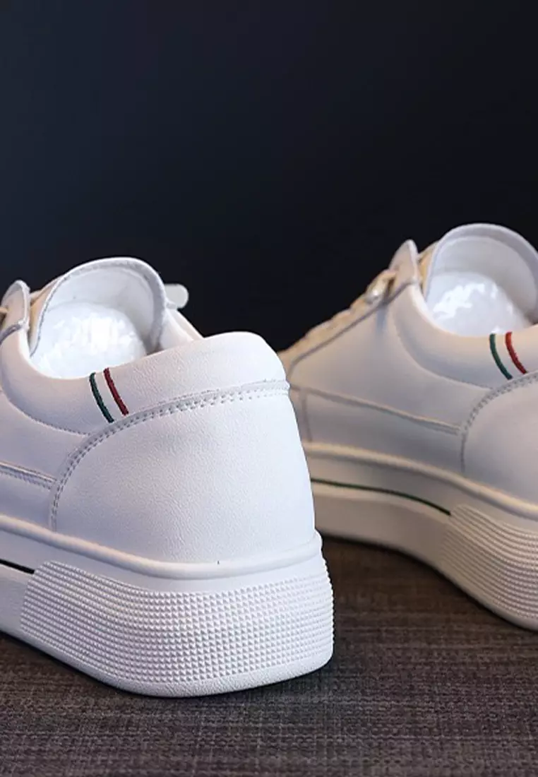 Genuine Leather Flat White Sneakers RX-T3986