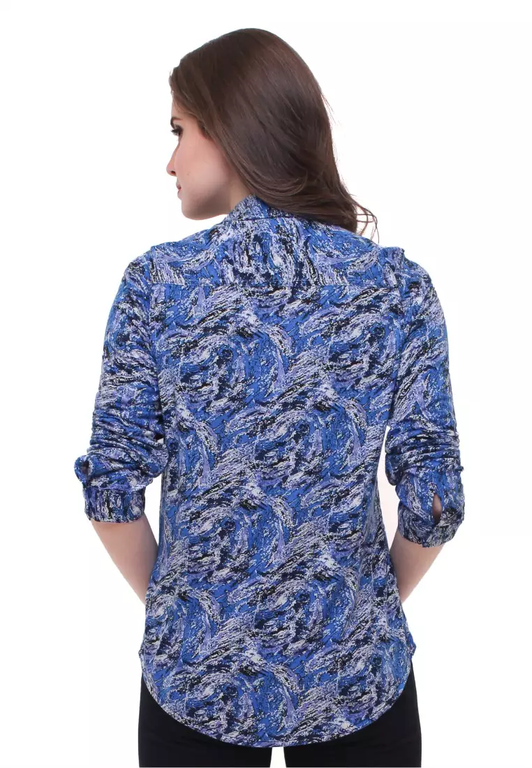 LGS - Regular Fit - Kemeja Wanita - Motif Abstrak - Biru - LSH.555.S1270L.507