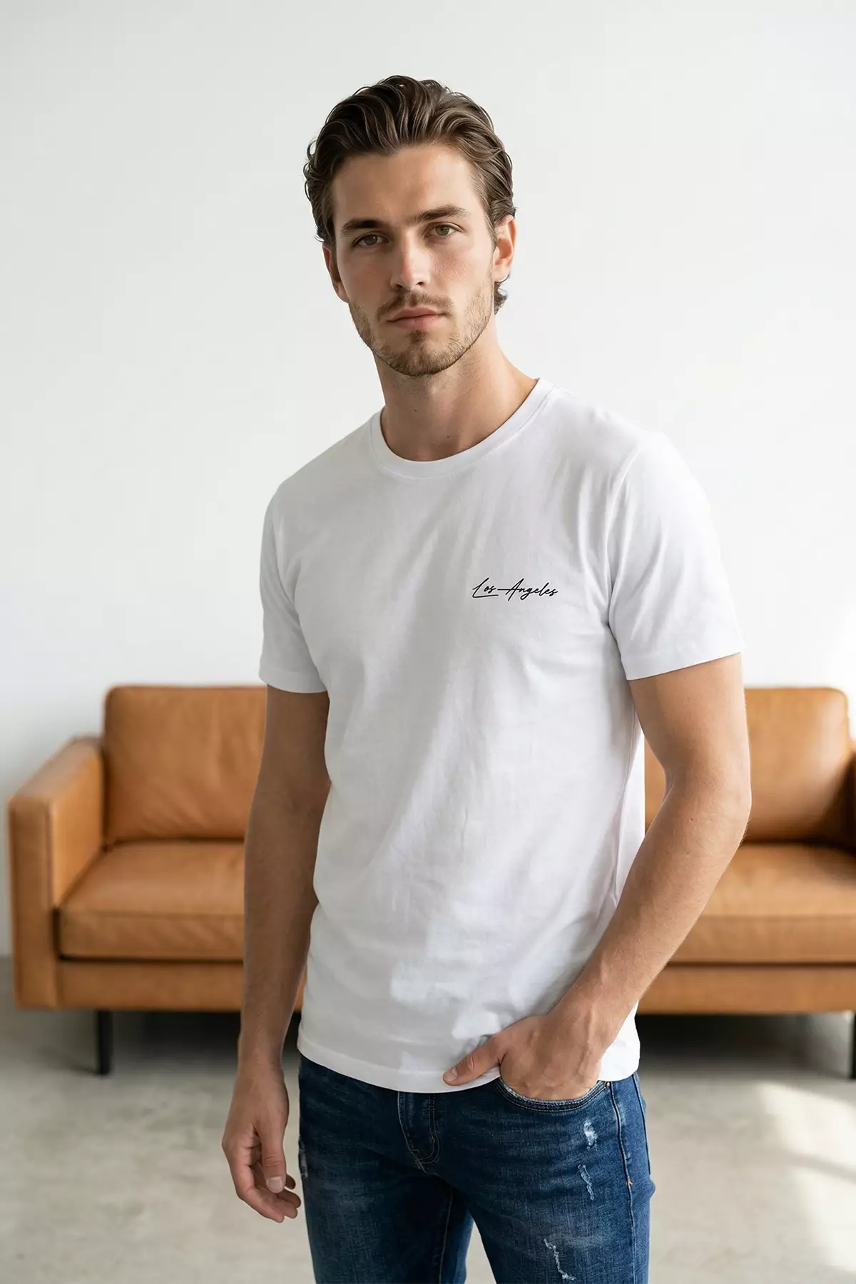 Black-White 2 Pack Regular Cut Embroidered T-Shirt Tmnss26Ts00039