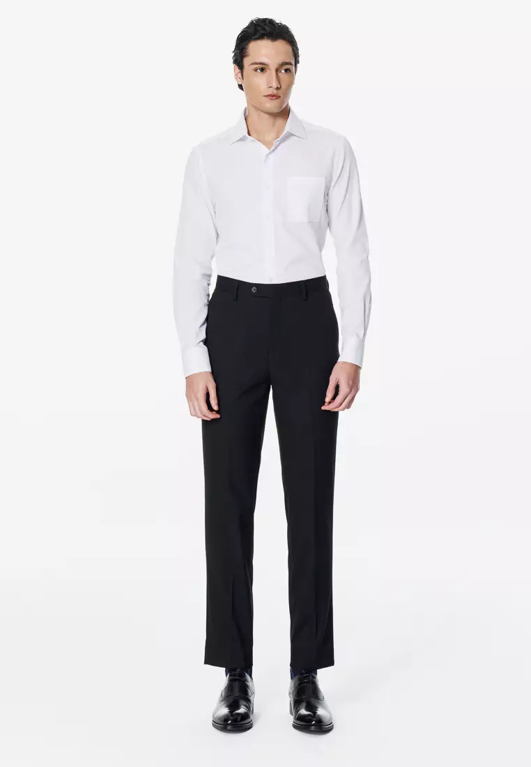White Textured Slim Fit Shirt