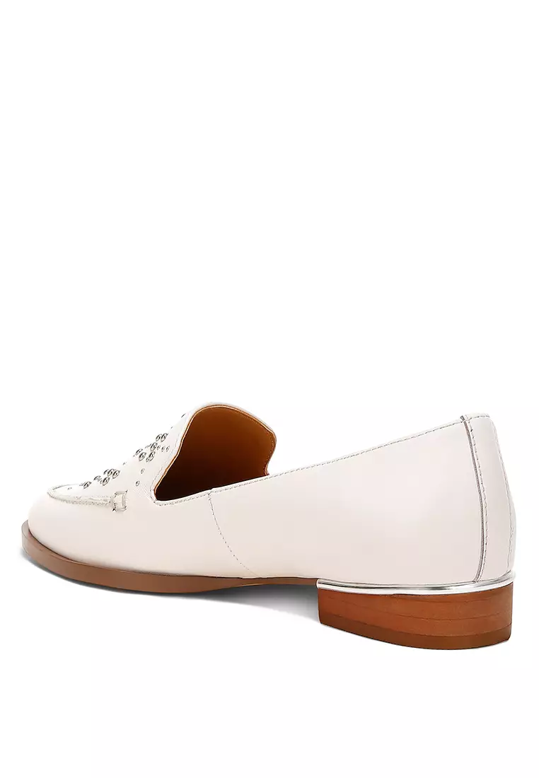 Sepatu Kulit Asli Bertabur Warna Putih