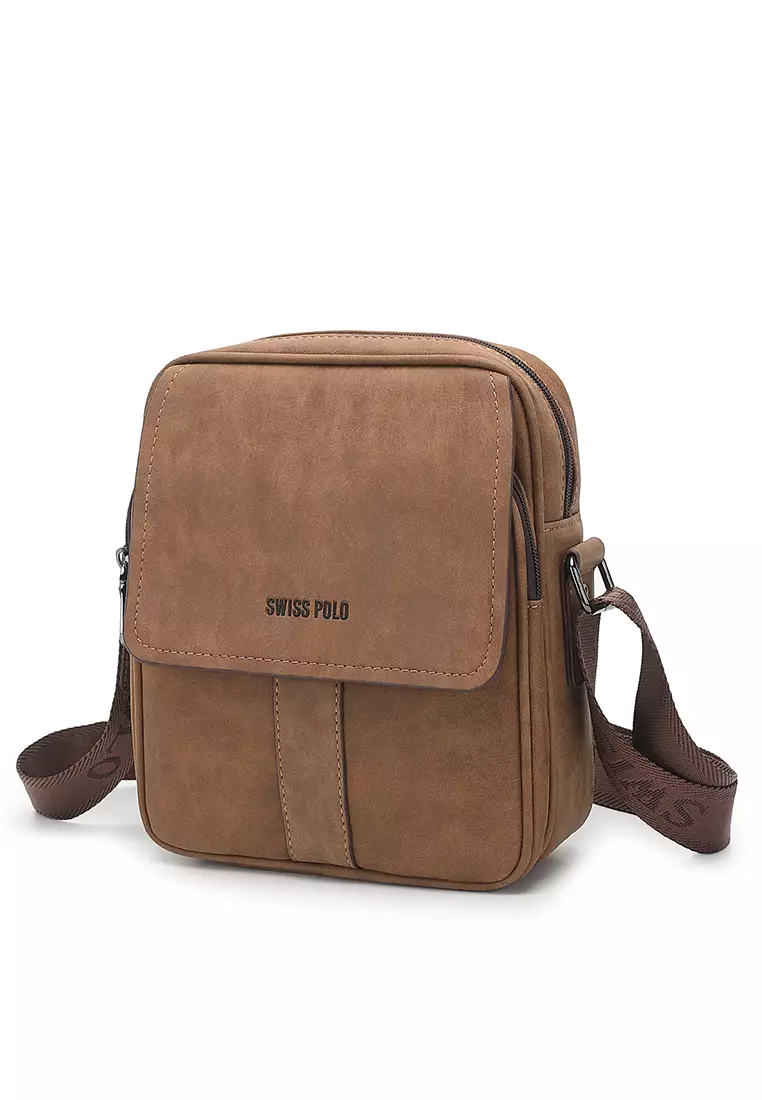 Men's Sling Bag / Crossbody Bag - Light Brown