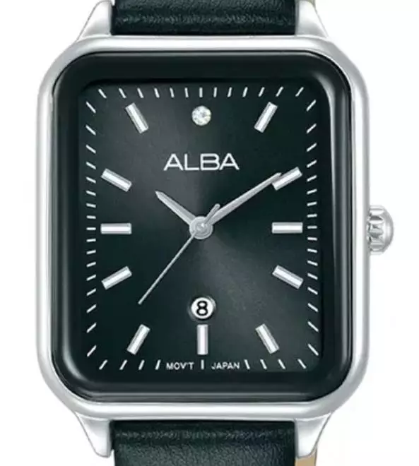 Jam Tangan Wanita Alba Fashion AH7DW7 AH7DW7X1 Black Leather Strap Color Women Black Dial Watch Original Garansi Resmi