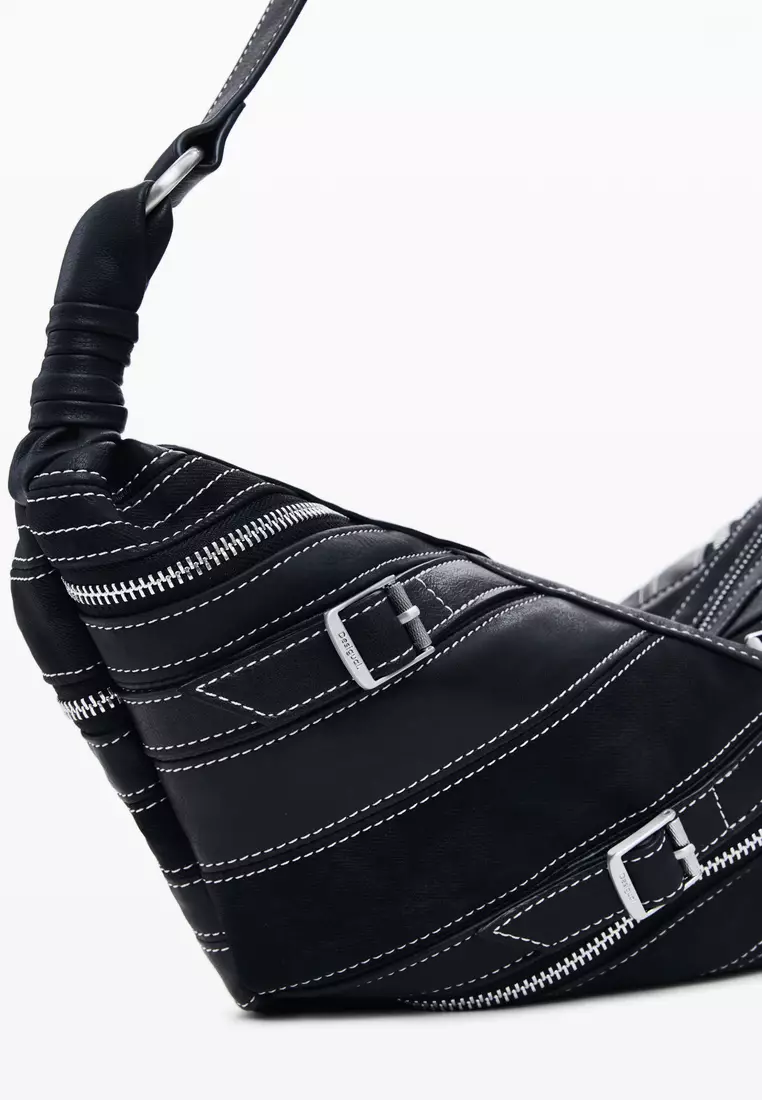 Small faux leather bag with buckles