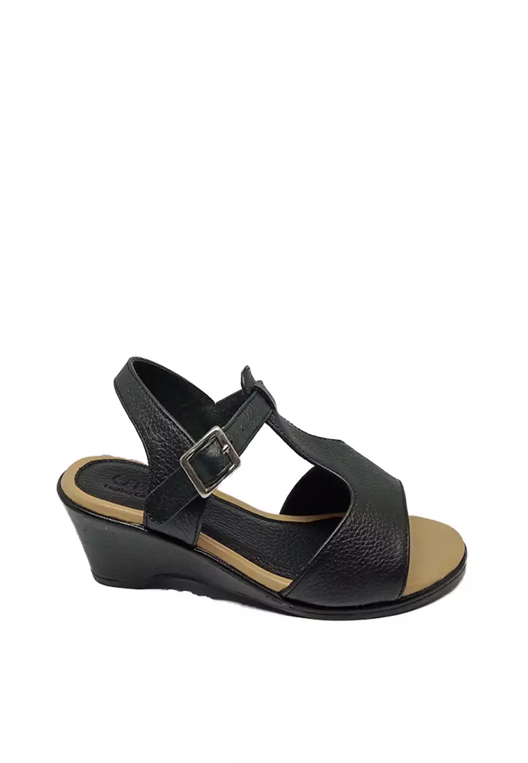 Discount on Otto  shoes - SKU: Buckled T-Strap Wedge Sandals