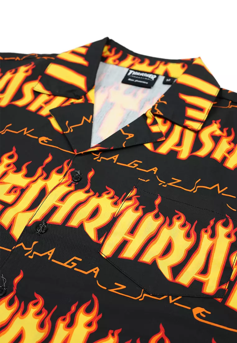 Flame button shirt top
