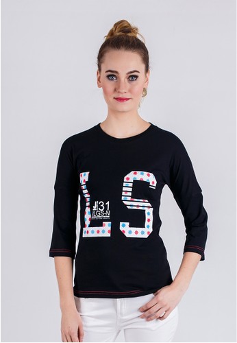 LGS - Slim Fit - Ladies T-Shirt - Black - Long Sleeve.