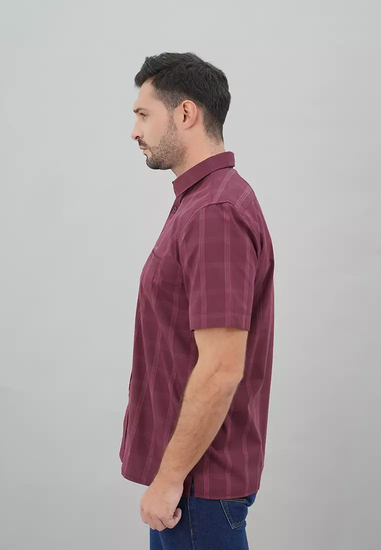 LGS - Regular Fit - Kemeja Casual Pria - Lengan Pendek - Motif Kotak-Kotak - Warna Variasi