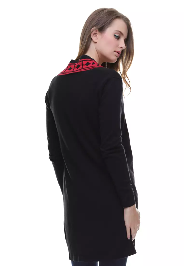 LGS - Sweater Wanita - Model Dress - Motif Merah - Hitam
