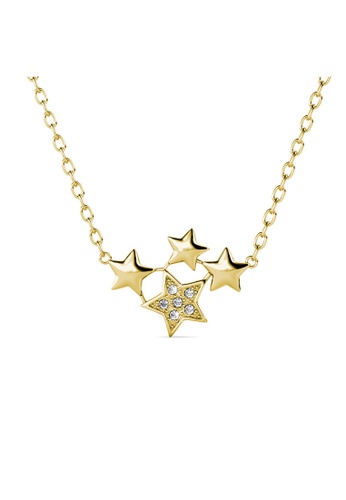 Her Jewellery gold Quad Star Pendant (Yellow Gold) - Made with premium grade crystals from Austria 6C7FFAC23E083DGS_1