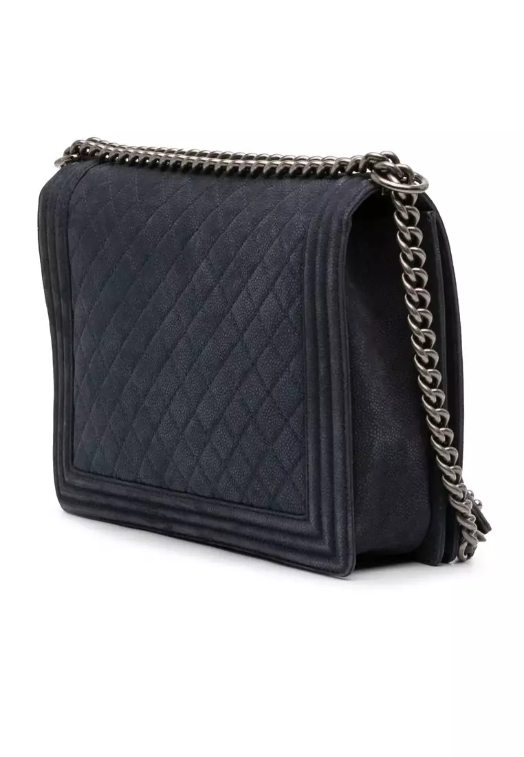 Pre-Loved Chanel Large Iridescent Quilted Caviar Boy Flap