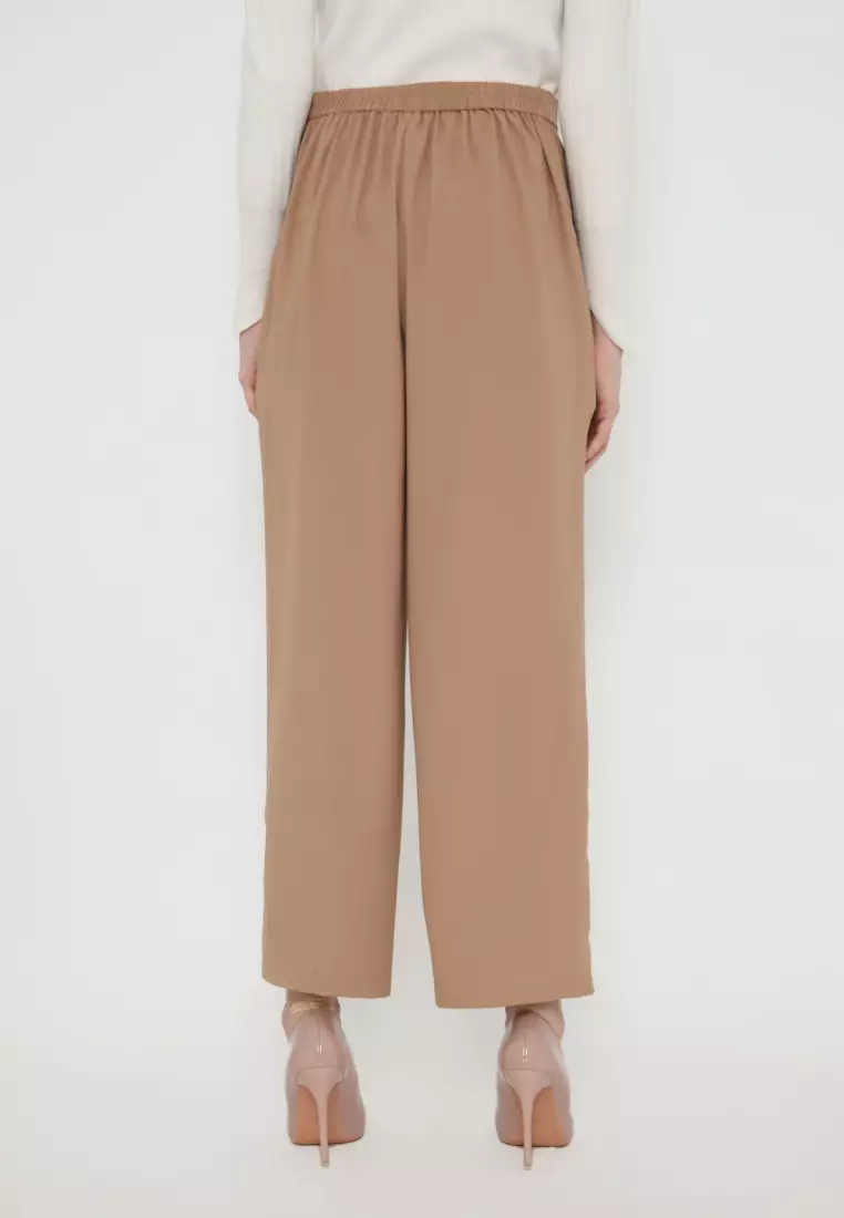Culottes Brown Crease Line Casual Arlette By Brilliant Girl Warna Coklat