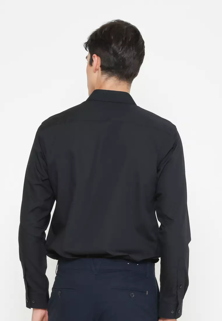 MEN'S BLACK SLIM FIT LONG SLEEVE SHIRT