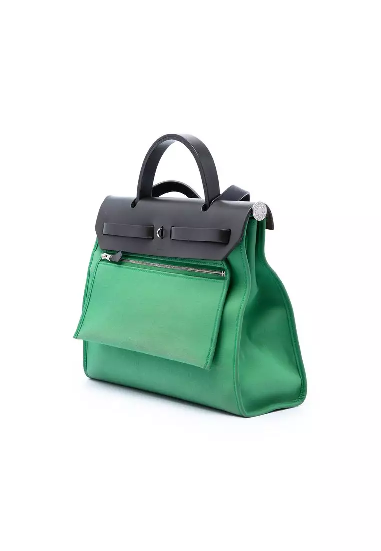 Pre-Loved Hermès Military Toile And Vache Hunter Herbag Zip 31