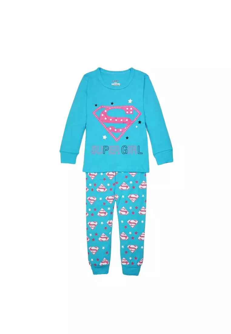BAJU TIDUR PIYAMA ANAK SETELAN ANAK PEREMPUAN LENGAN PANJANG - supergirl