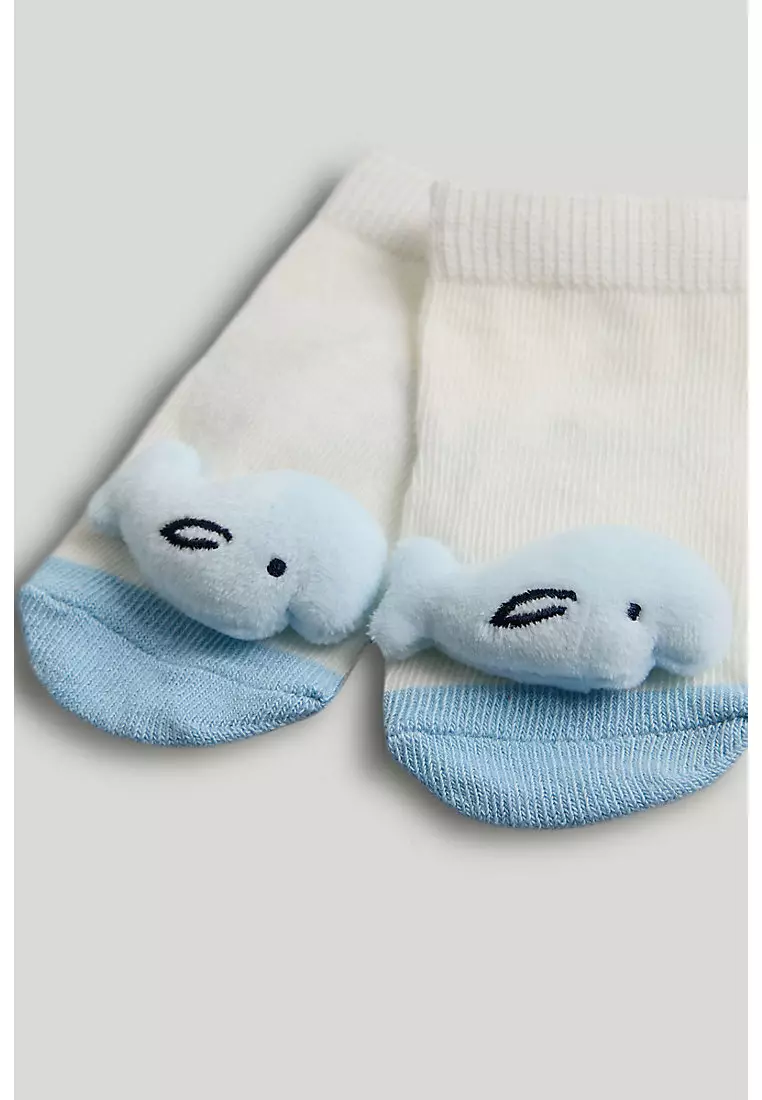 Whale Rattle Baby Socks