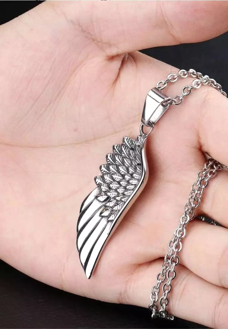 Stainless steel angel on sale wing pendant