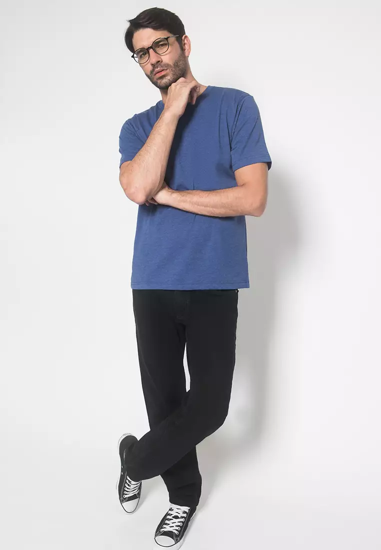 LGS - Celana Panjang Jeans Casual Pria Warna Hitam Polos Slim Fit - JSF.449.100.045.C